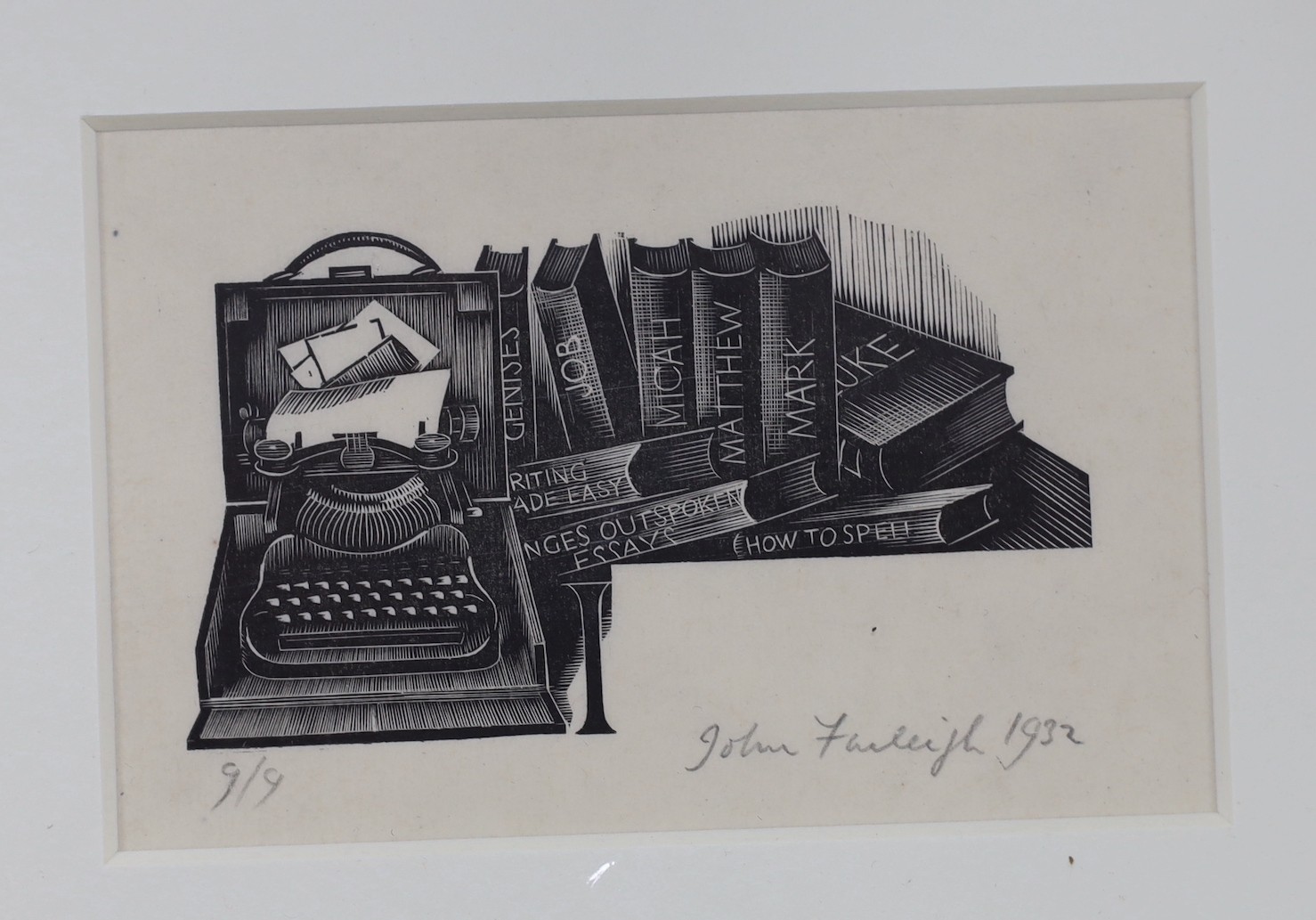 John Farley (1900-1965), folio of wood engravings including 'Typewriter' and 'Spring Cabbage', with COA's from Fay Leighton